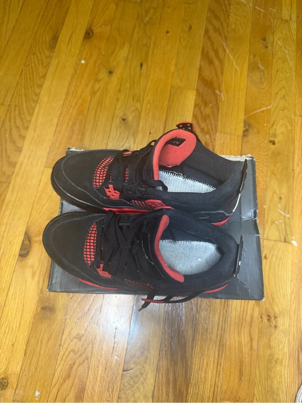 Jordan Red Thunder 4s Black and Red Sneakers